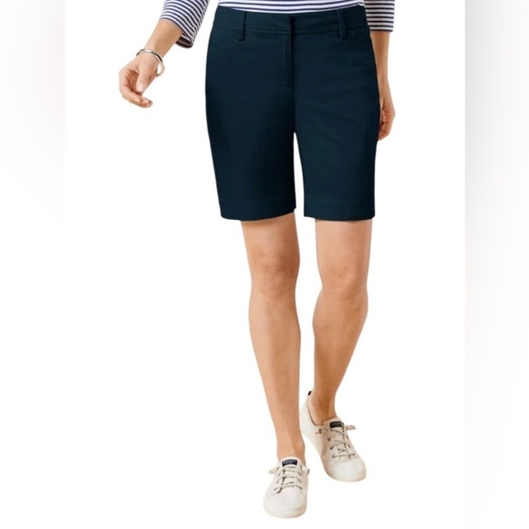 Talbots Perfect Short 7 inch navy blue stretch cotton shorts size 6 - Picture 1 of 6